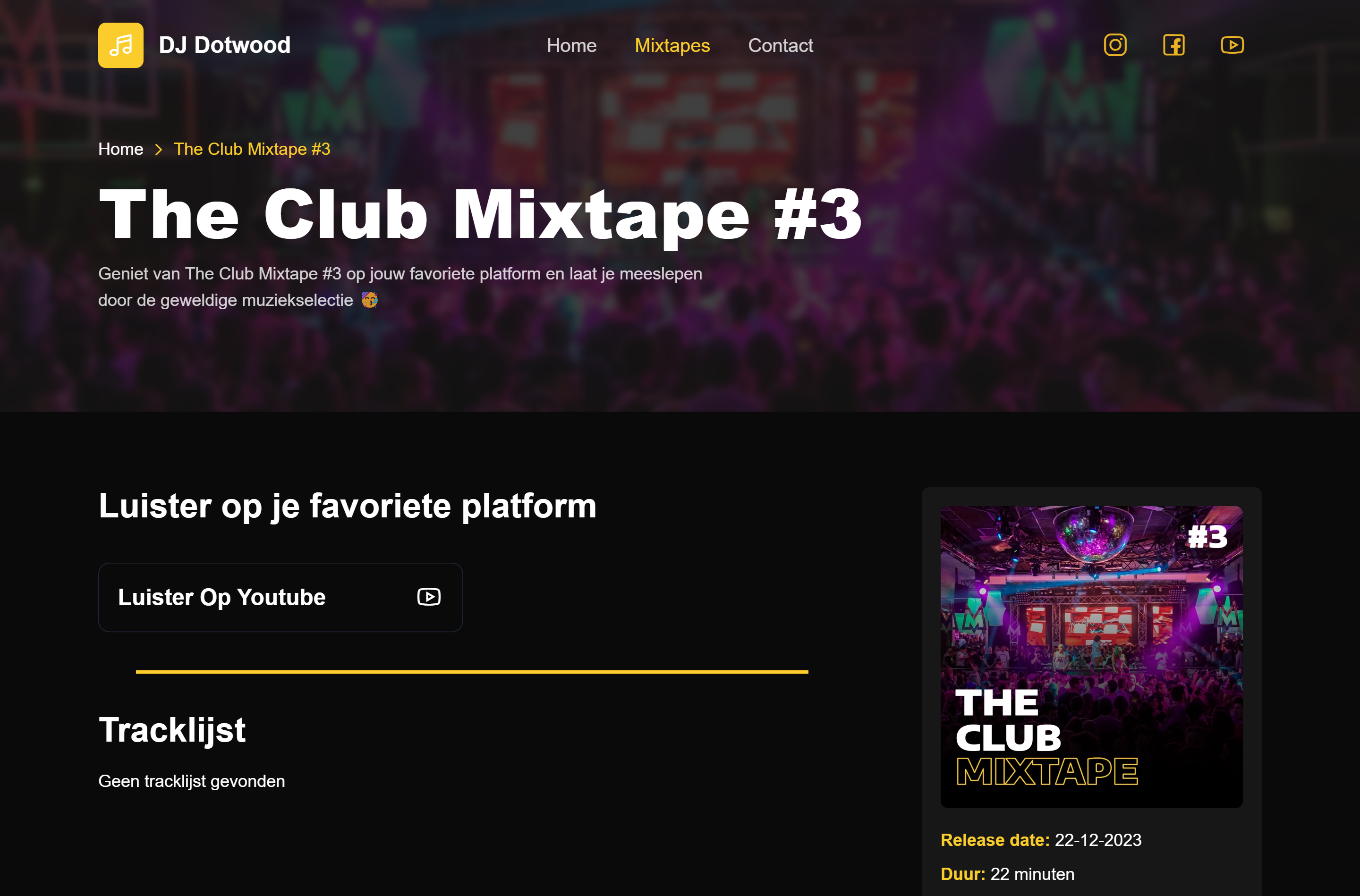 Mixtape details page